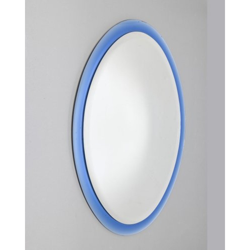 Vintage 70s Mirror in Blue Crystal Design a.lupi for Cristal Luxor by Antonio Lupi, 1970s for sale at Pamono