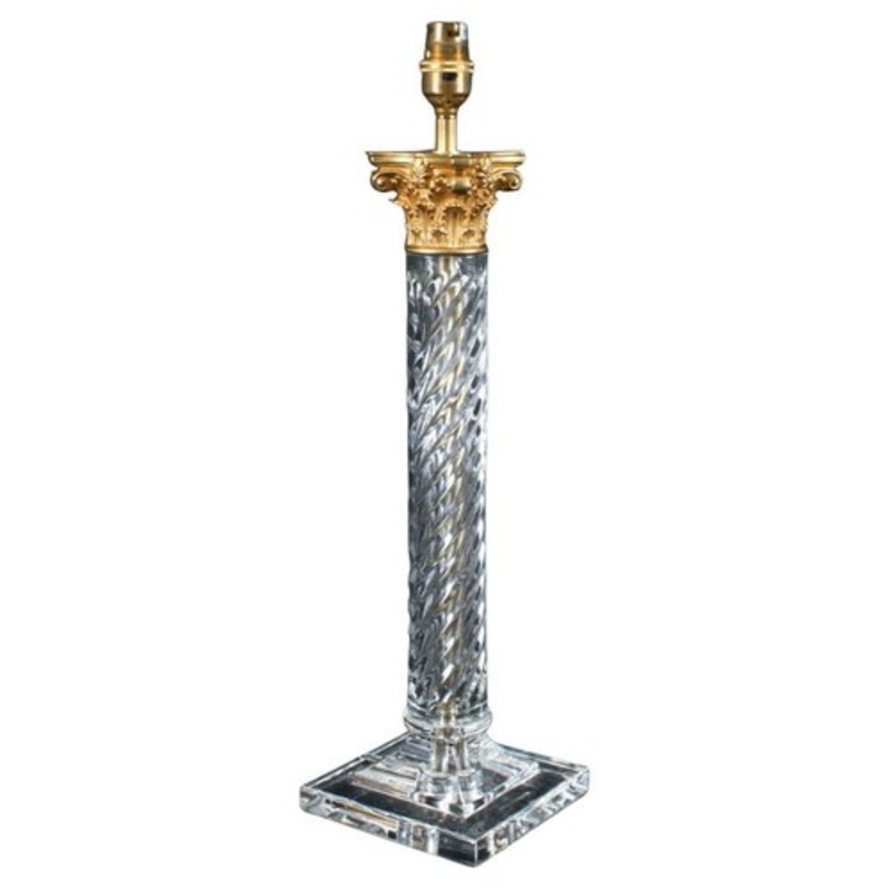 Mid 20th Century Vintage Corinthian Column Glass and Gilt Bronze Table Lamp for sale at Pamono