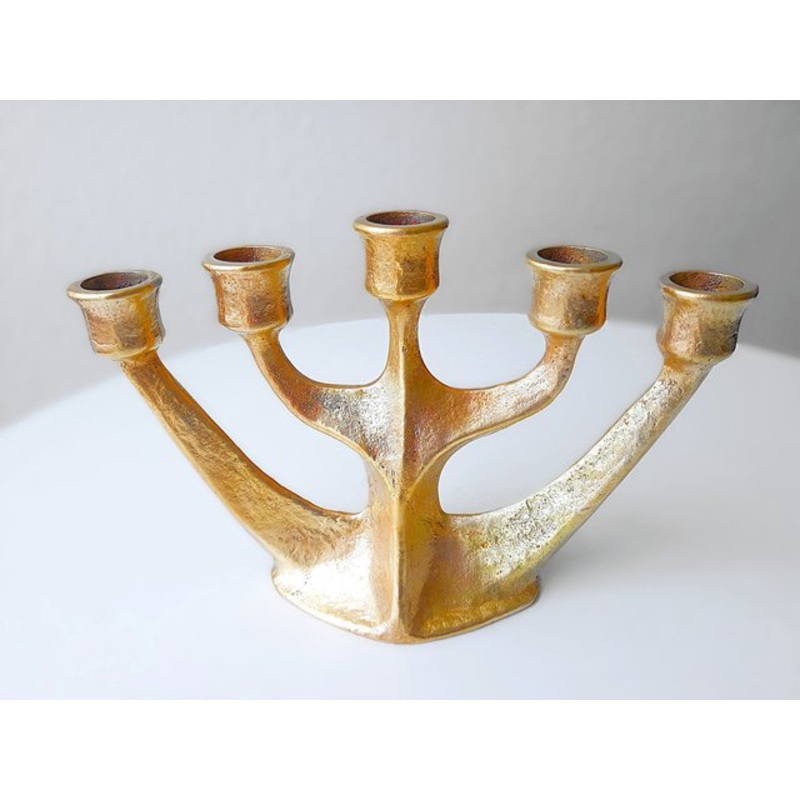 Vintage Brutalist Bronze Candleholder by Gilde Handwerk Horst Dalbeck, 1960s for sale at Pamono