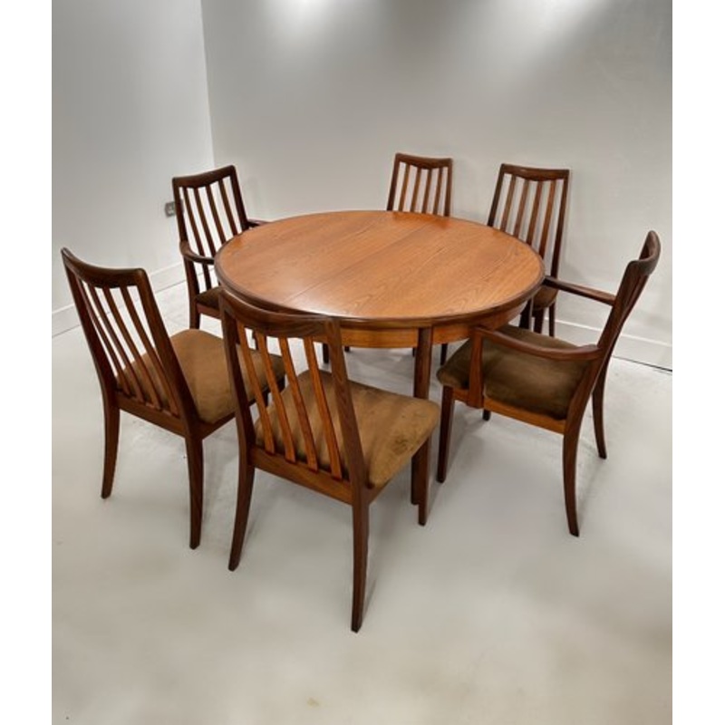 Vintage Teak Dining Table and Chairs by Victor Wilkins for G-Plan, 1966, Set of 7 for sale at Pamono
