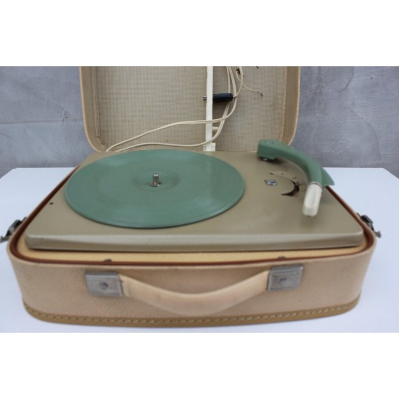 Vintage Record Player in Suitcase from Philips, 1950s for sale at Pamono