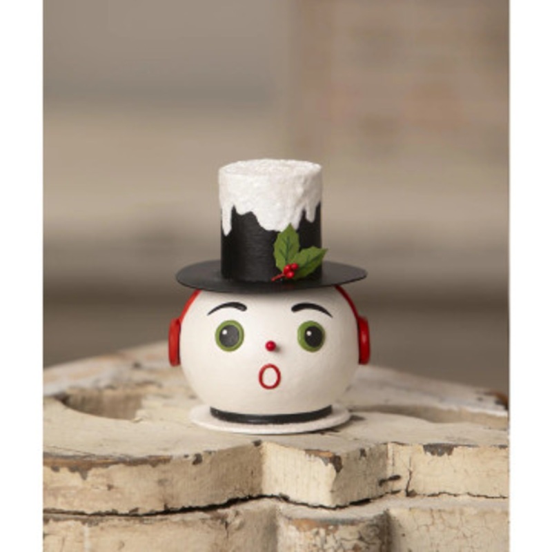 Bethany Lowe 4.25 Vintage Surprised Snowman Container Christmas Decoration TF3276