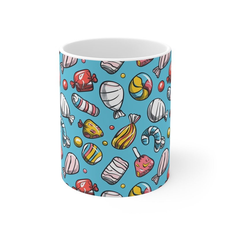 Colorful All-Over Candy Theme Coffee Mug Fun Ceramic Drinkware 065