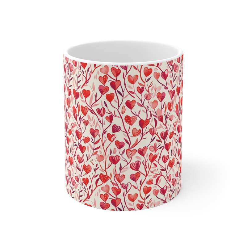 Colorful Heart Design Coffee Mug – Endless Love Pattern Ceramic Cup 510