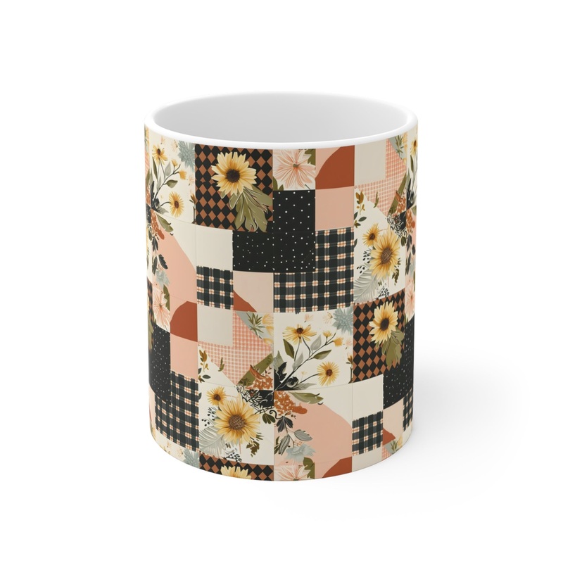 Farmhouse Patchwork Pastel Quilt Pattern Coffee Cup  (8)