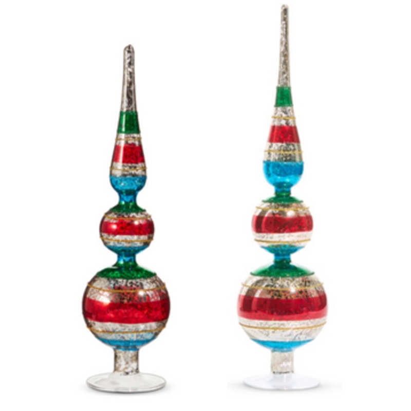 Raz 12 or 16.5 Red, Green, and Blue Vintage Final Glass Christmas Decoration