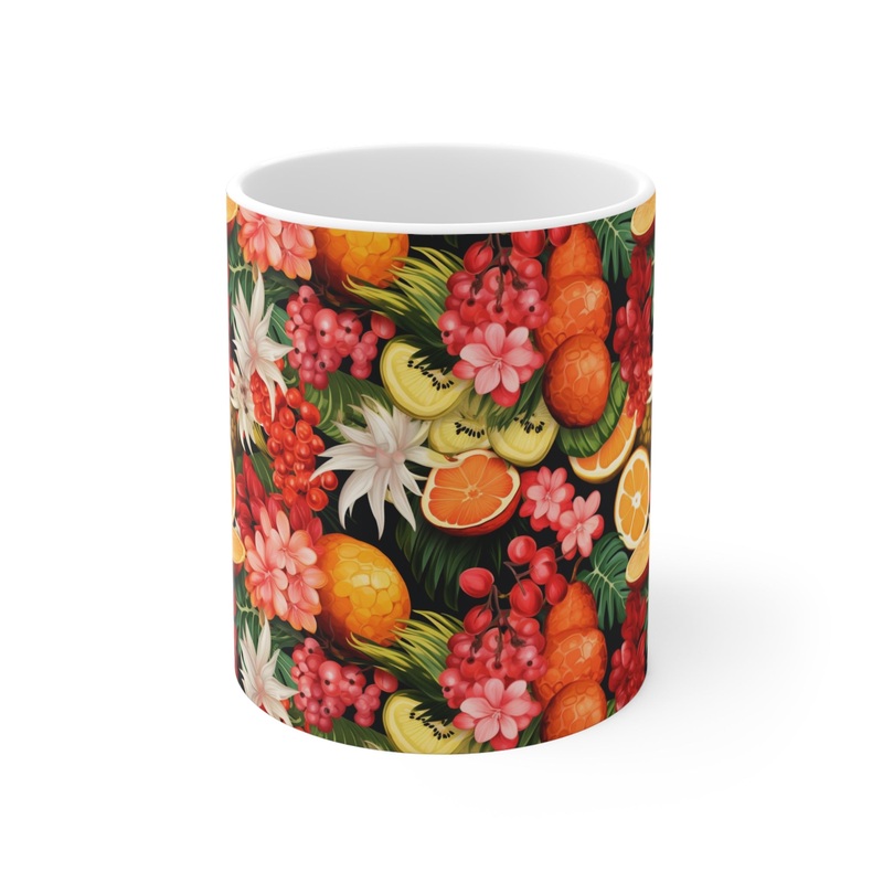 Vibrant Infinite Fruit Pattern Coffee Mug – Unique Ceramic Drinkware 763